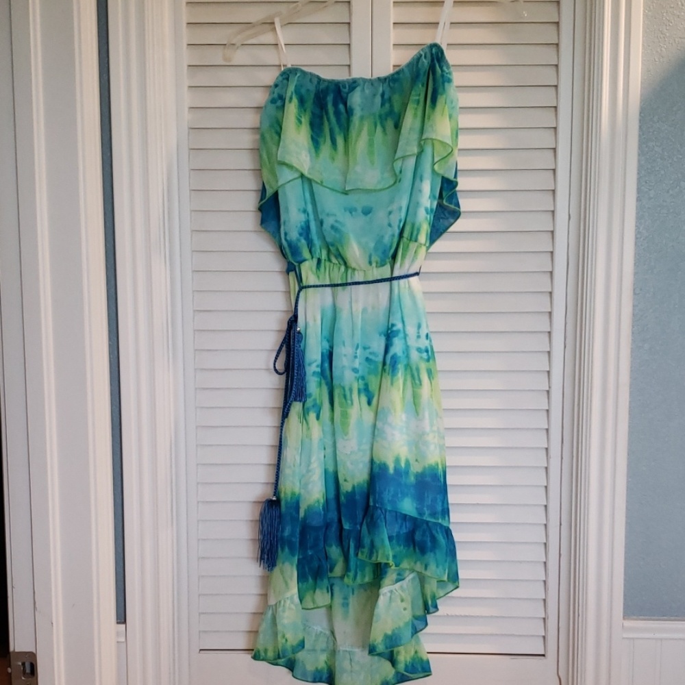 Tie die strapless dress